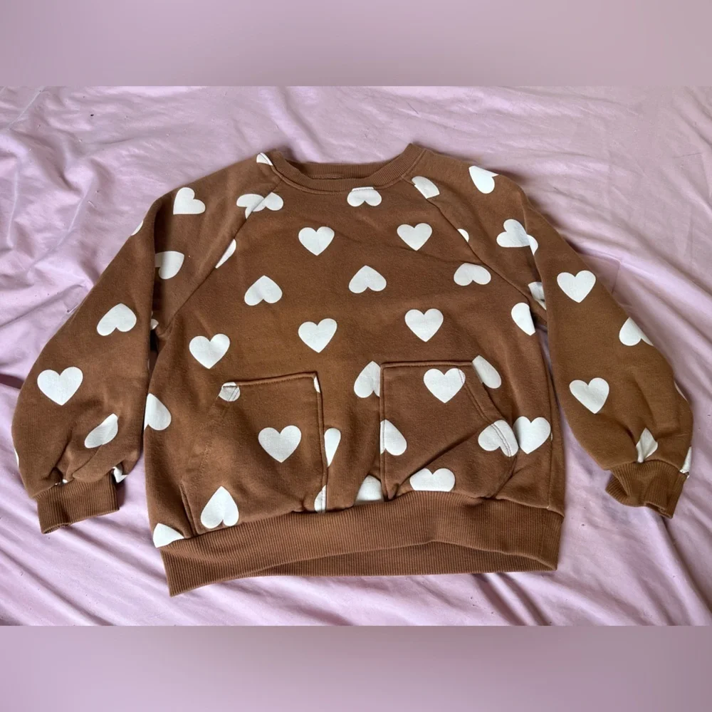 Old Navy Brown Pullover with White Heart Accents